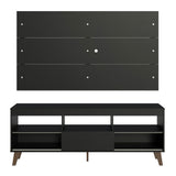 Rack con Panel para TV hasta 65 Pulgadas con Patas Negro Texas Madesa
