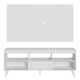 Rack con Panel para TV hasta 65 Pulgadas con Patas Blanco Detroit Madesa