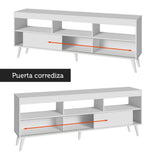 Rack con Panel para TV hasta 65 Pulgadas con Patas Blanco Detroit Madesa