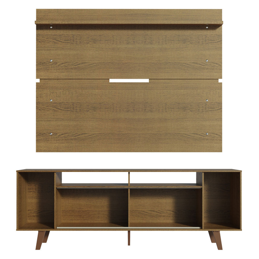 Rack Madesa Cancun con Patas y Panel para TV hasta 65 Pulgadas Marrón/Blanco