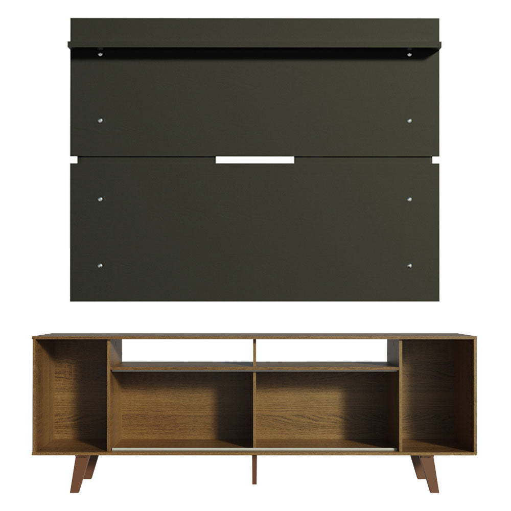 Rack Madesa Cancun con Patas y Panel para TV hasta 65 Pulgadas Marrón/Negro