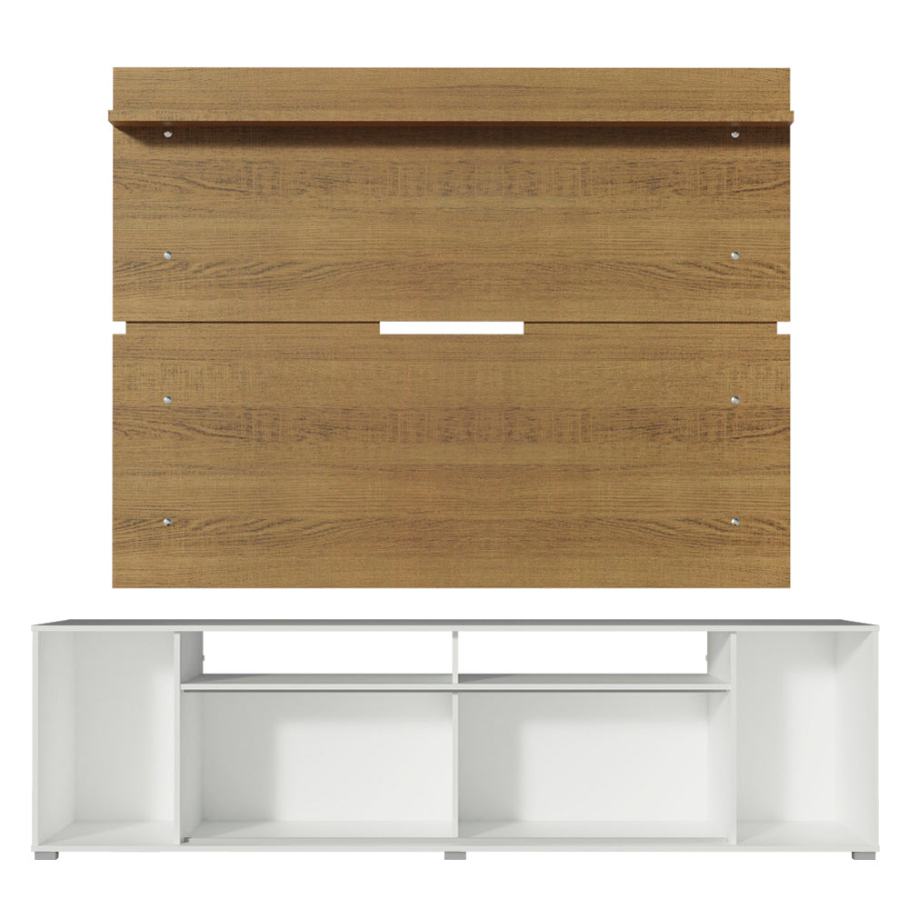 Rack Madesa Cancun con Panel para TV hasta 65 Pulgadas Blanco/Marrón