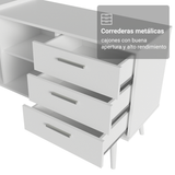 Escritorio Mesa de Estudos esquinero 3 Cajones Blanco/Marrón Lisboa Madesa