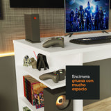 Escritorio Gamer Madesa 9409 con Panel para TV hasta 50 Pulgadas Blanco/Negro