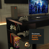 Escritorio Gamer Madesa 9409 con Panel para TV hasta 50 Pulgadas Negro