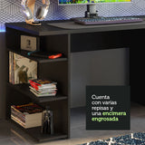Escritorio Gamer Madesa 9409 con Panel para TV hasta 65 Pulgadas Negro