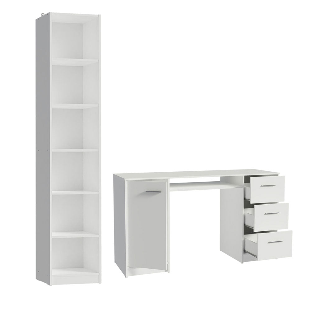Escritorio de Oficina Madesa Alaska + Mueble Estante Librero Blanco