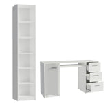 Escritorio de Oficina Madesa Alaska + Mueble Estante Librero Blanco
