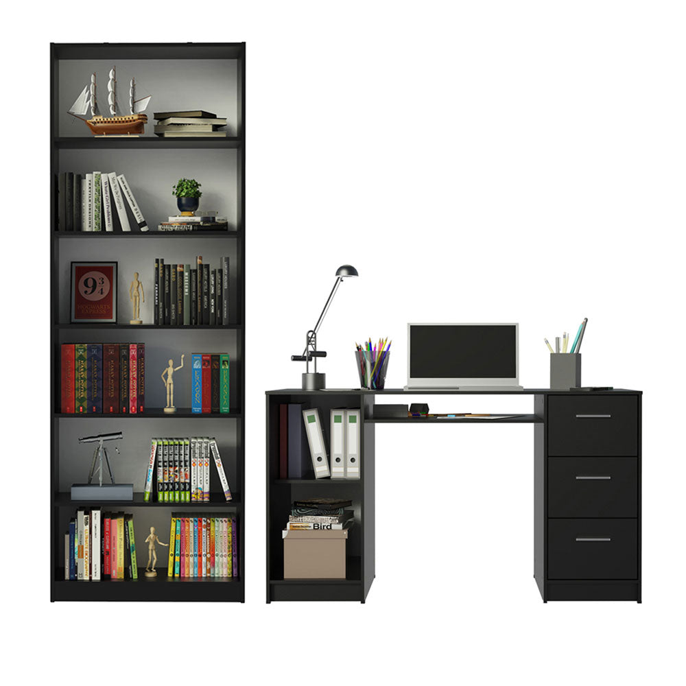 Escritorio Madesa Alaska + Biblioteca 6908 Negro