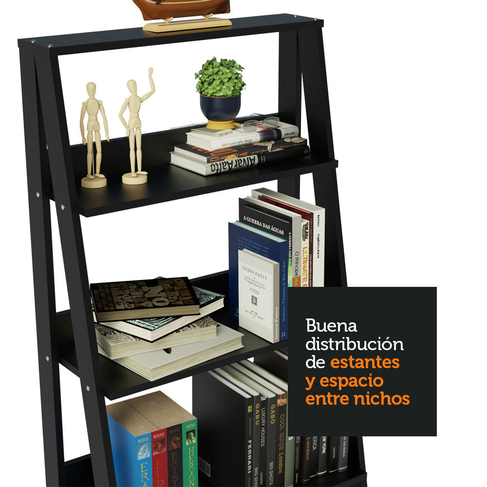 Kit Escritorio Industrial y Estante Escalera Negro Madesa