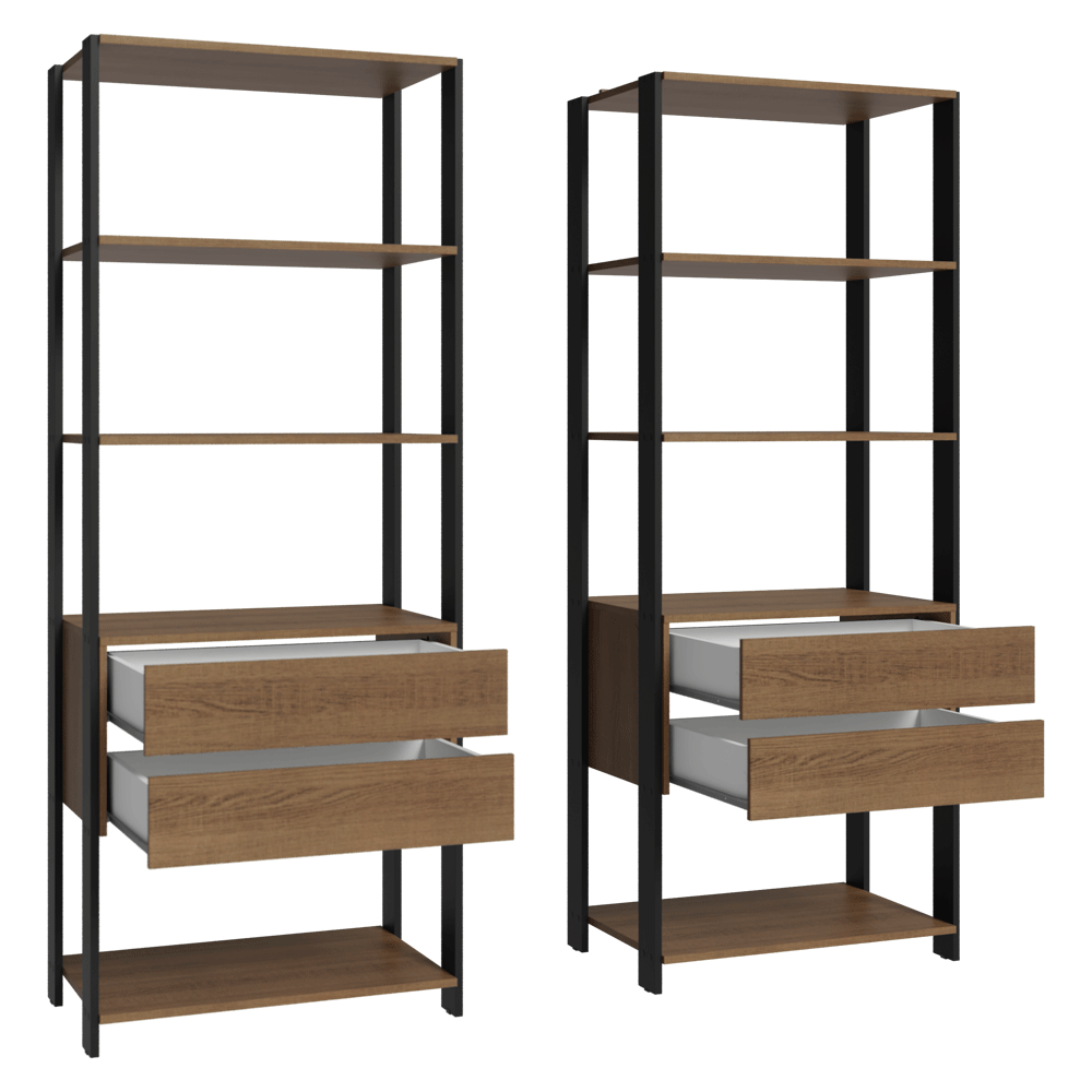 Estante Multiuso para Libros 140 cm 4 Cajones Marrón/Negro Madesa