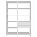 Estantería multiusos para oficina, 129 cm, 9 estantes, 2 cajones, color Blanco