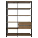 Mueble/Estante de Oficina Multiusos, 129 cm, 9 Estantes, 2 Cajones, Marrón/Negro