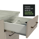 Kit con 2 Gabinetes Bajos y 2 Gabinetes superiores 200cm Blanco/Crema Agata