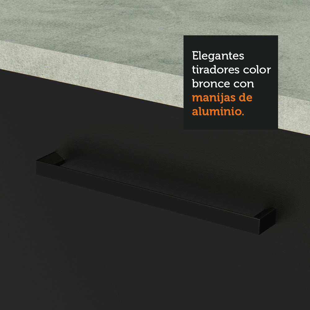 Kit con 2 Bajo mesada e 2 Alacena Multiuso 200cm Blanco/Negro Agata Madesa