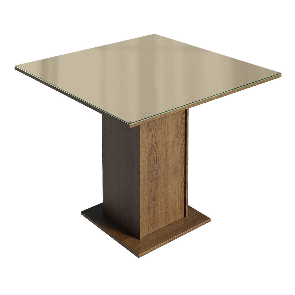 Juego de Comedor Mesa con Tapa de Vidrio 4 Sillas Marrón/Crema/Imperial Anaju Madesa