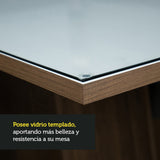 Juego de Comedor Mesa Tapa de Vidrio 4 Sillas Marrón/Blanco/Imperial Aryeli Madesa