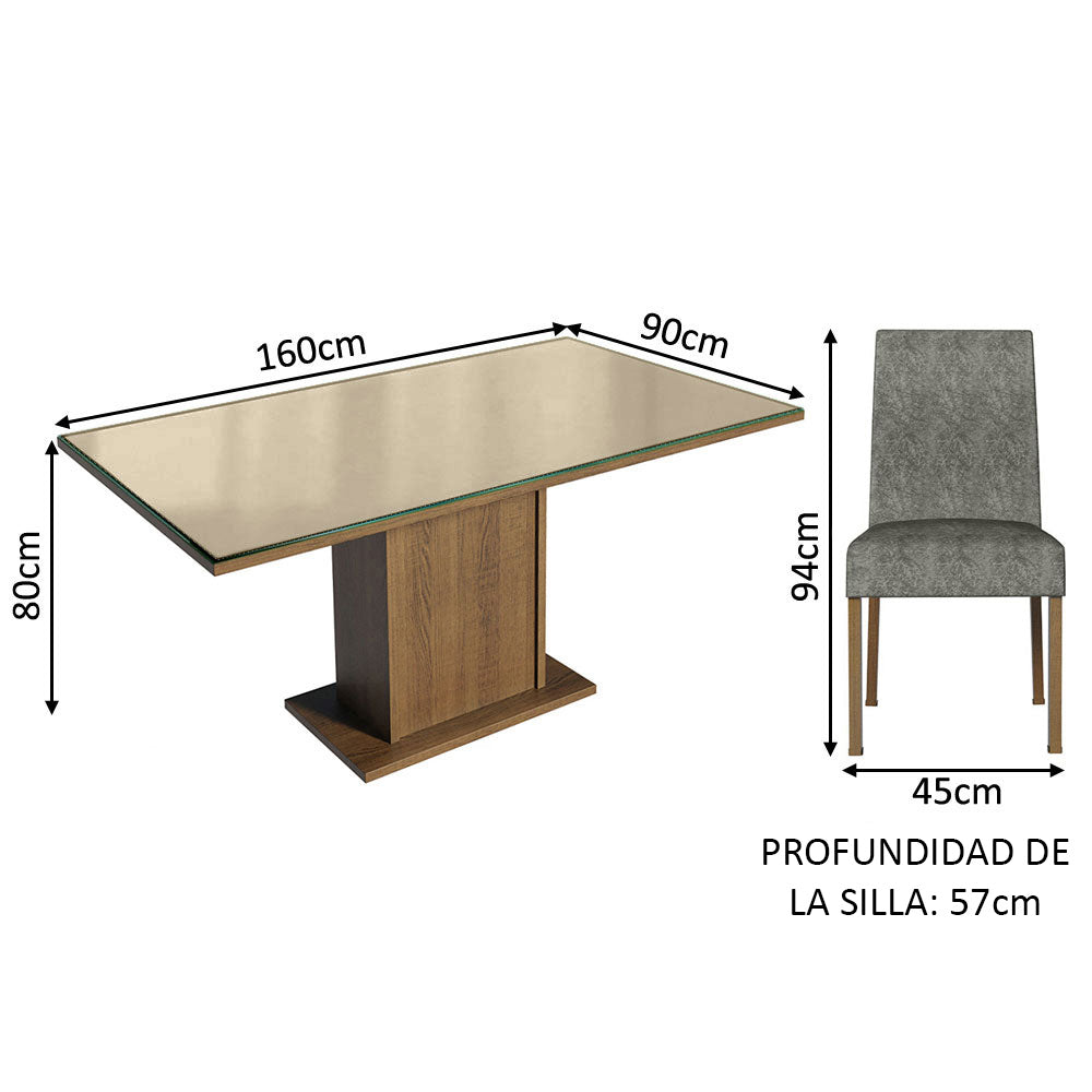 Juego de Comedor con Mesa de Tapa de Vidrio y 4 Sillas Avril Madesa