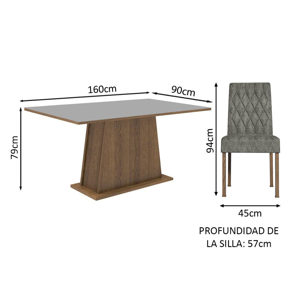 Juego de Comedor 4 Sillas Marrón/Gris/Silver Ashley Madesa