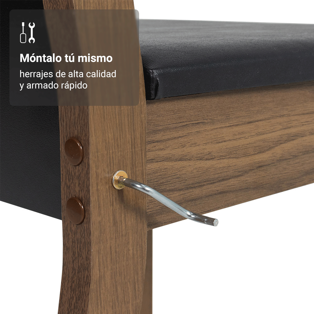 Juego de Comedor Mesa Tapa de Madera 4 Sillas Marrón/Negro Claire Madesa