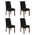 Juego de Comedor con Vidrio Sobrepuesto 4 Sillas Marrón/Negro/Oxford Reale Madesa