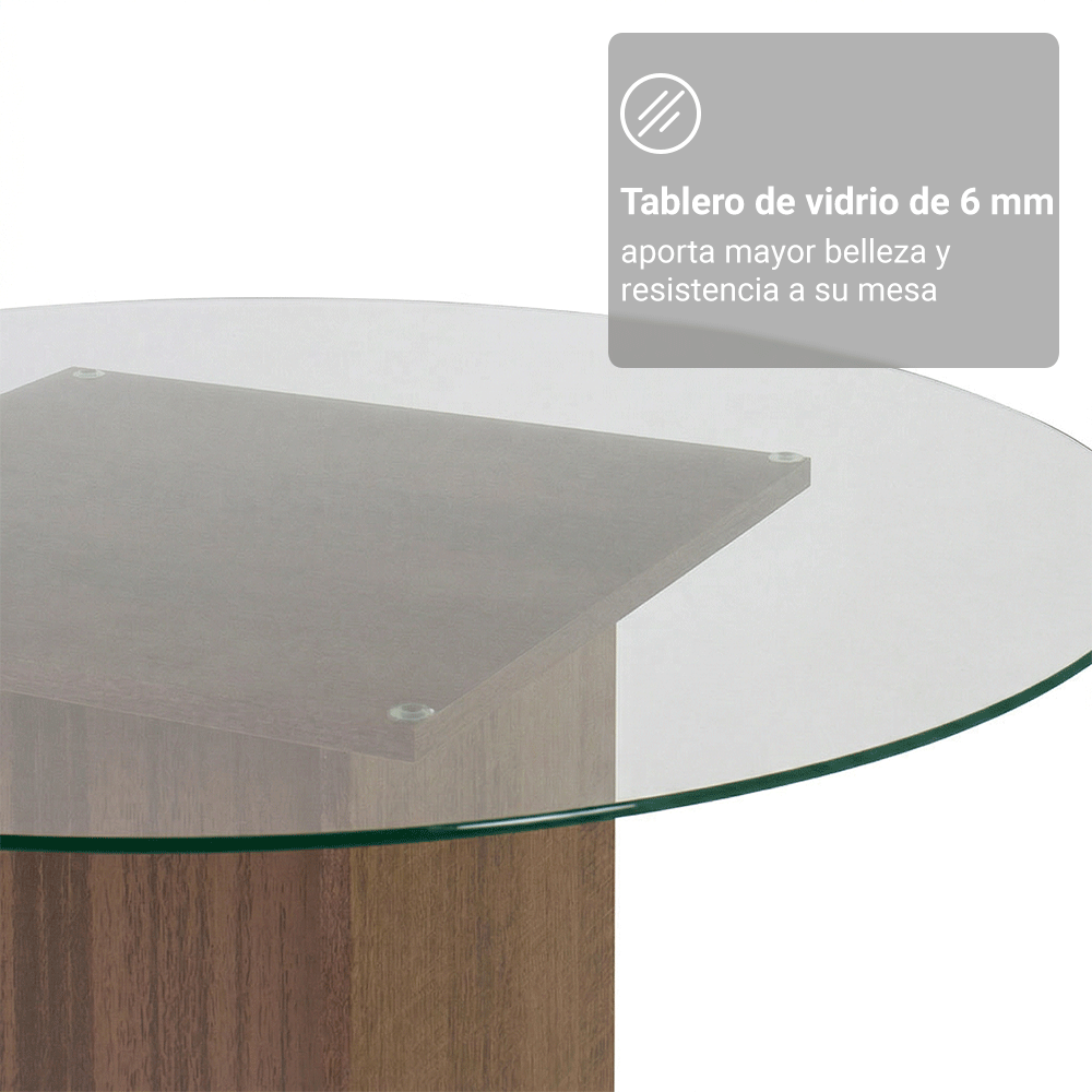 Juego de Comedor Denali Mesa Tapa de Vidrio 4 Sillas Marrón/Negro Madesa