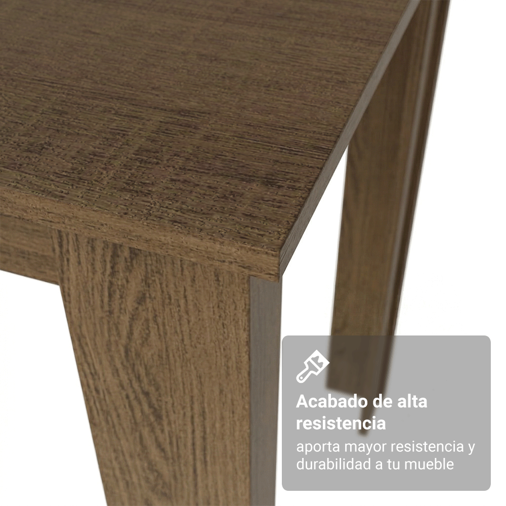 Juego de Comedor Garda Mesa Tapa de Madera 4 Sillas Marrón/Negro Madesa