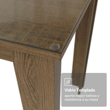Juego de Comedor Toscana Mesa Tapa de Vidrio 4 Sillas Marrón/Negro Madesa