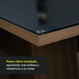 Juego de Comedor con Tapa de Madera y Vidrio 6 Sillas Marrón/Negro/Imperial Augusta