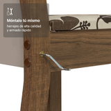 Juego de Comedor Mesa Tapa de Vidrio 6 Sillas Marrón/Crema/Floral Hibiscos Yolanda Madesa