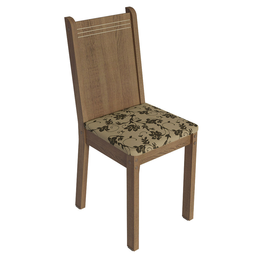 Juego de Comedor Mesa Tapa de Vidrio 6 Sillas Marrón/Tapizado Beige Marrón Isla Madesa