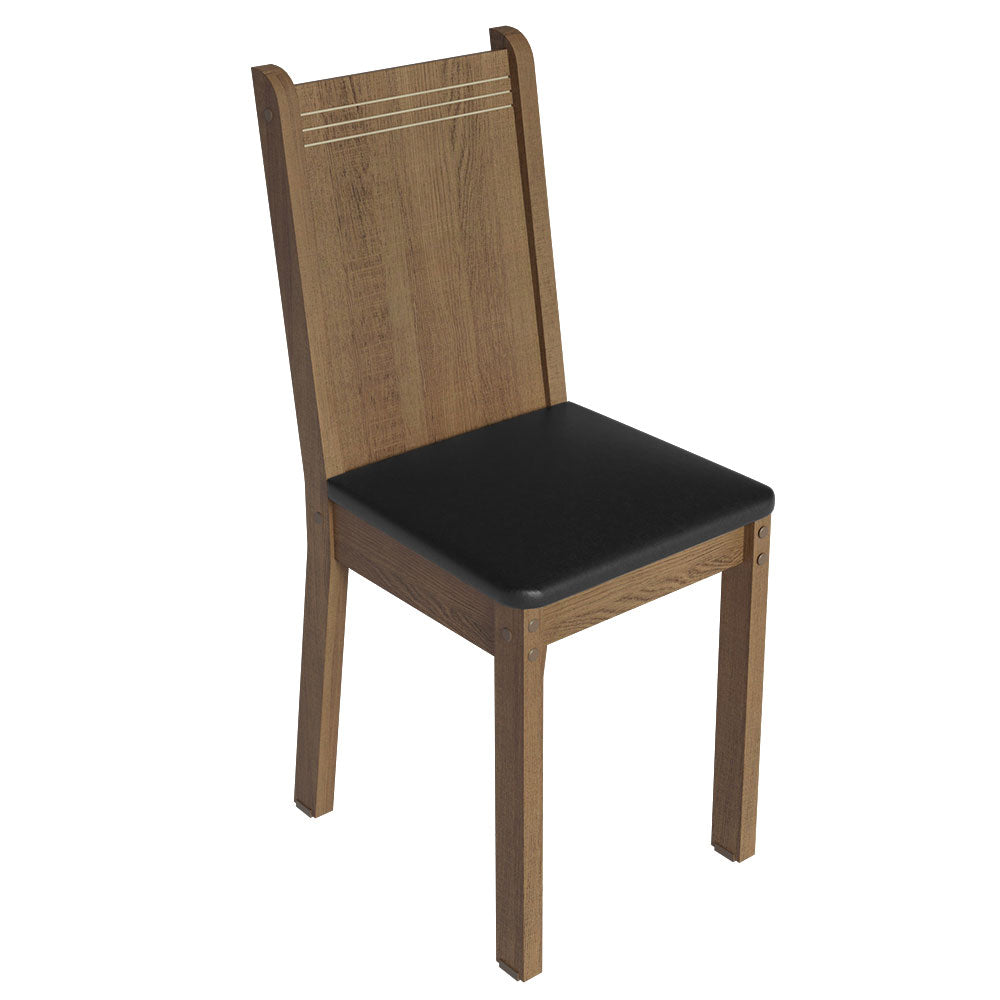 Juego de Comedor Mesa Tapa de Vidrio 6 Sillas Marrón/Sintético Negro Isla Madesa