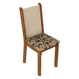 Juego de Comedor Mesa Tapa de Vidrio 6 Sillas Marrón/Crema/Tapizado Beige Marrón Heloísa Madesa