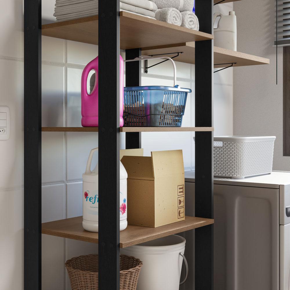 Estante Multiuso para Lavadero 139 cm Marrón/Negro Madesa