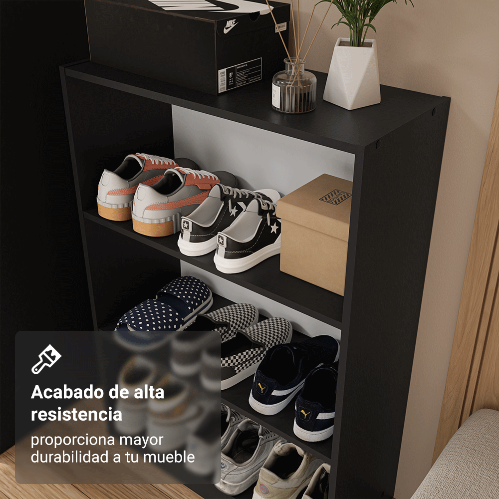 Estante Zapatero 3 Repisas Sin Puertas Negro Madesa
