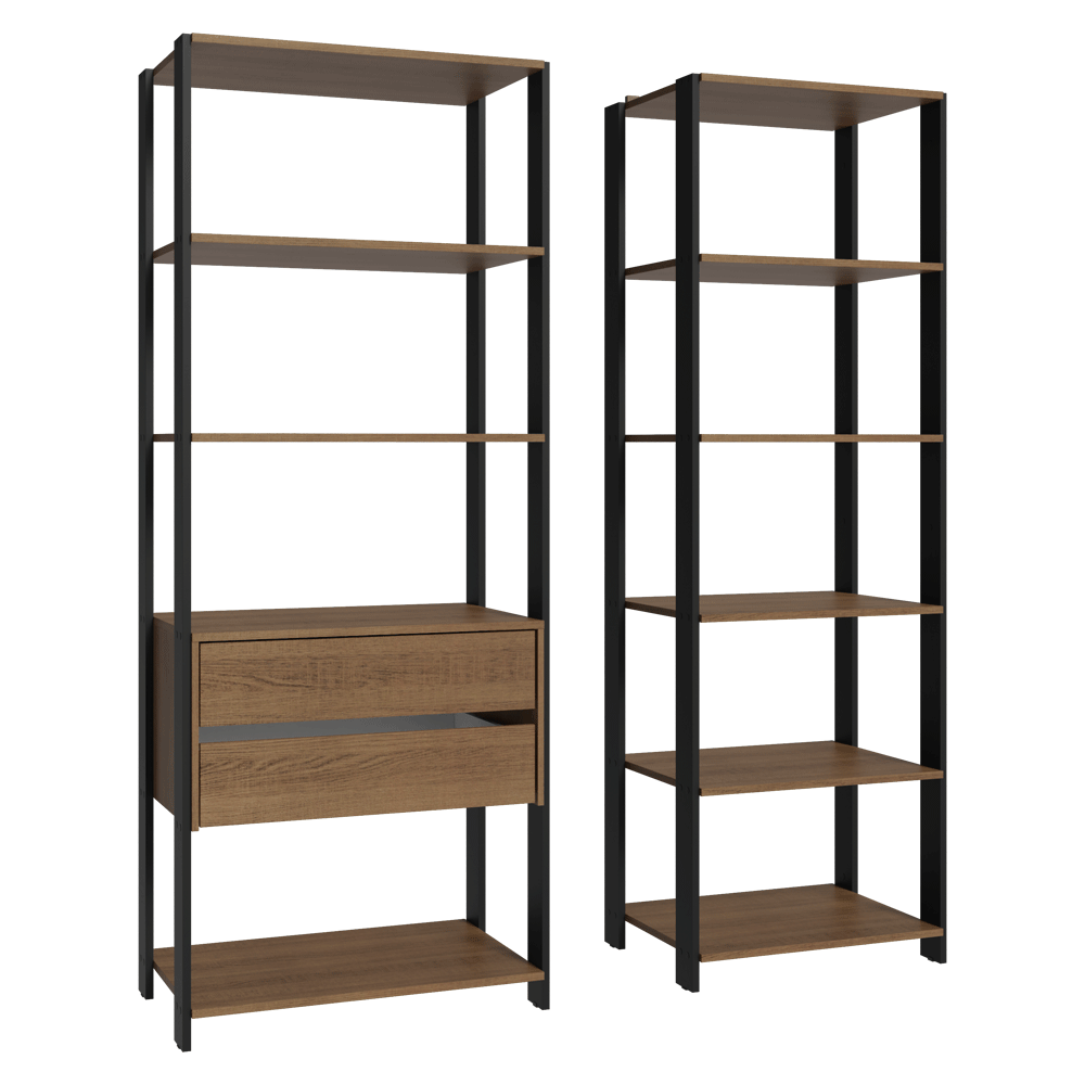 Estante Multiuso para Cocina 129 cm 2 Cajones Marrón/Negro Madesa