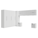Dormitorio Completo Matrimonial de Esquina 610 cm Mesa de Luz Neo Blanco