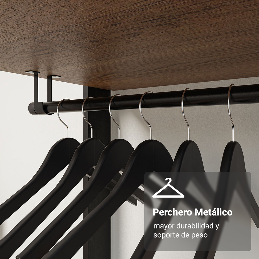 Placard Ropero Placard Ropero Modulado Valencia 2 Cajones 129cm Marrón/Negro Madesa XA