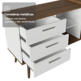 Mesa Gamer em L 3 Cajones Blanco/Marrón Lisboa Madesa