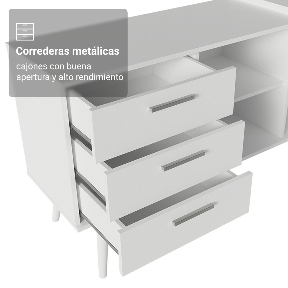 Mesa Gamer em L 3 Cajones Blanco Lisboa Madesa