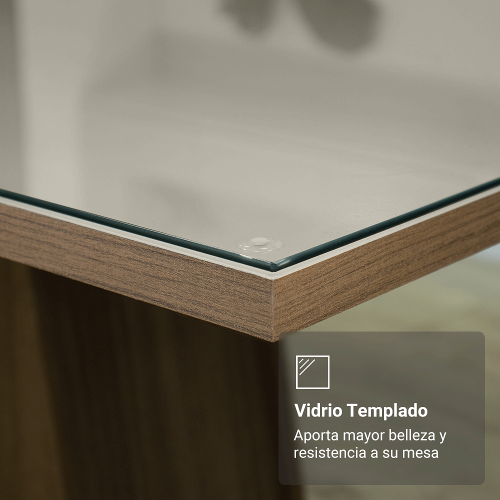 Juego de Comedor con Tapa de Madera y Vidrio 4 Sillas Marrón/Crema/Imperial Nevada