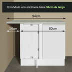 Combo completo de Cocina Esquinera 349 cm 7 Puertas 3 Cajones Sin Mesada Blanco Glamy Madesa