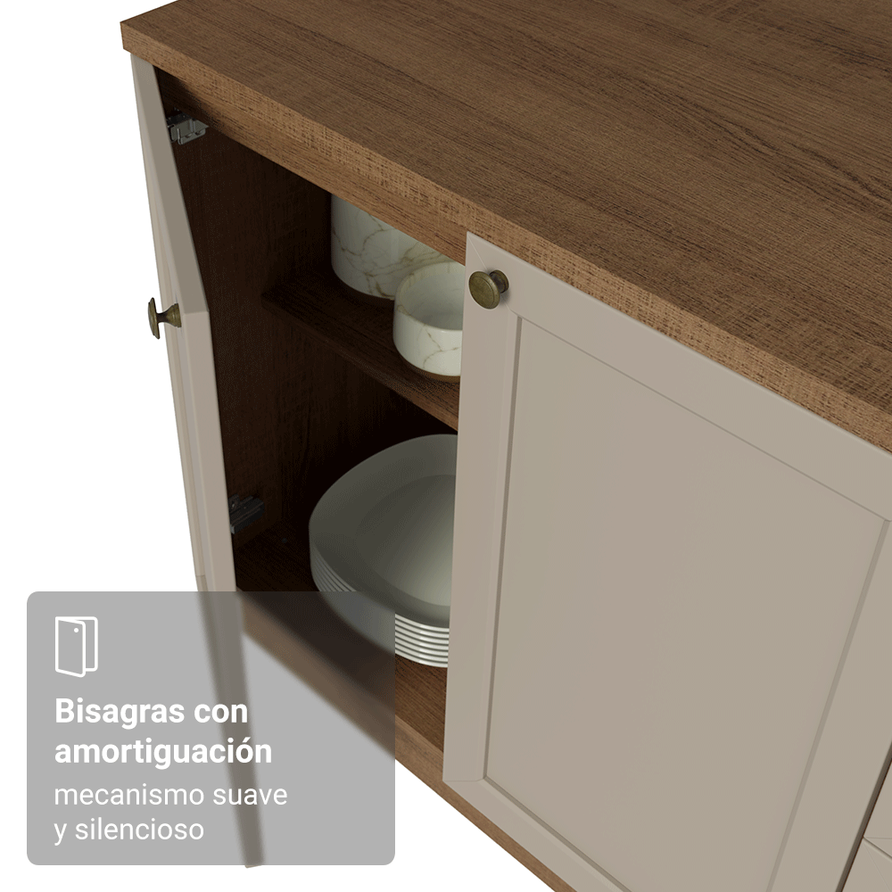 Combo Bajo Mesada + Cristalero 70 cm Marrón/Crema Vik Madesa 01