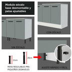 Kit con Bajo Mesada y Alacena Multiuso 120 cm Blanco/Gris Agata Madesa