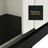 Placard Ropero Casal Madesa Kansas 3 Puertas Corredizas con Espejos 3 Cajones Negro/Blanco