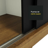 Placard Ropero Casal Madesa Kansas 3 Puertas Corredizas 3 Cajones Marrón/Negro