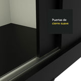 Placard Ropero Casal Madesa Kansas 3 Puertas Corredizas con Espejos 3 Cajones Negro