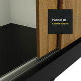Placard Ropero Casal Madesa Kansas 3 Puertas Corredizas con Espejo 3 Cajones Negro/Marrón
