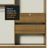 Placard Luke con dos puertas correderas de espejo, Marrón