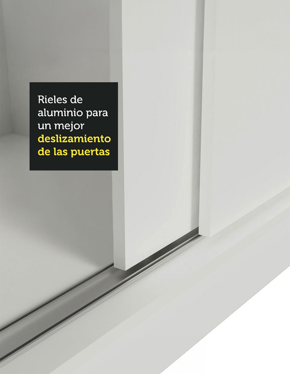 Placard Matrimonial 100% MDF con Espejo Royale 3 Puertas Corredizas Blanco
